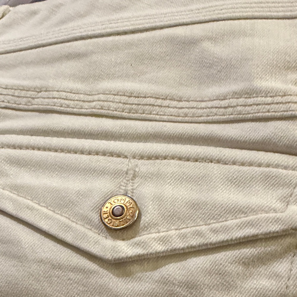 Tommy Hilfiger white denim skirt with gold Button pocket details